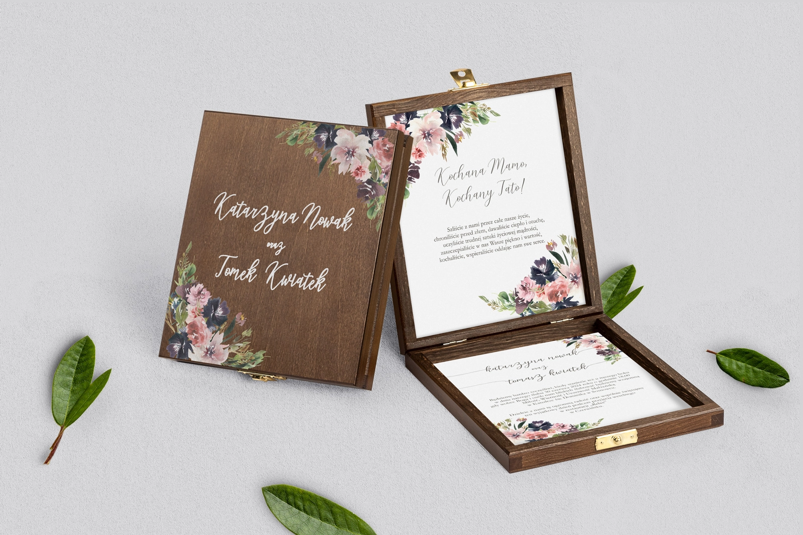 Zaproszenie dla Rodziców - brązowe PasteLove Motyw 4