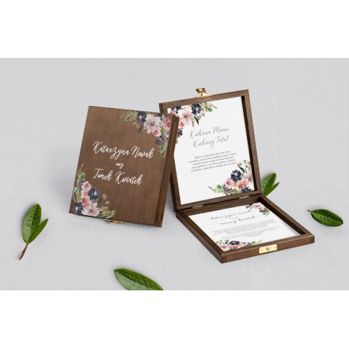 Zaproszenie dla Rodziców - brązowe PasteLove Motyw 4