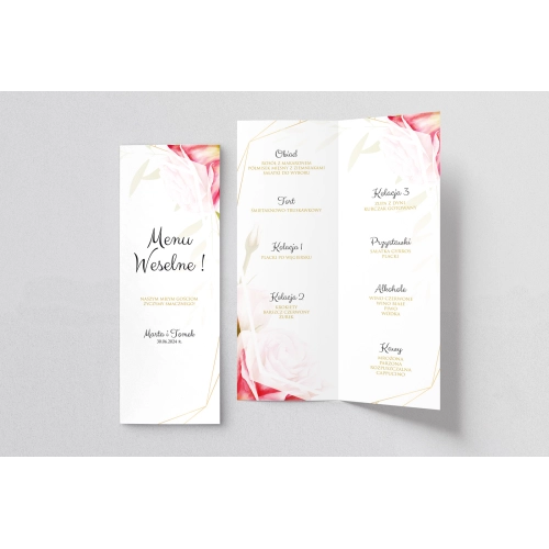 Menu Weselne Flowers & Frame - Motyw 5