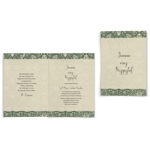 Zaproszenia ślubne Vintage - Składane motyw 2