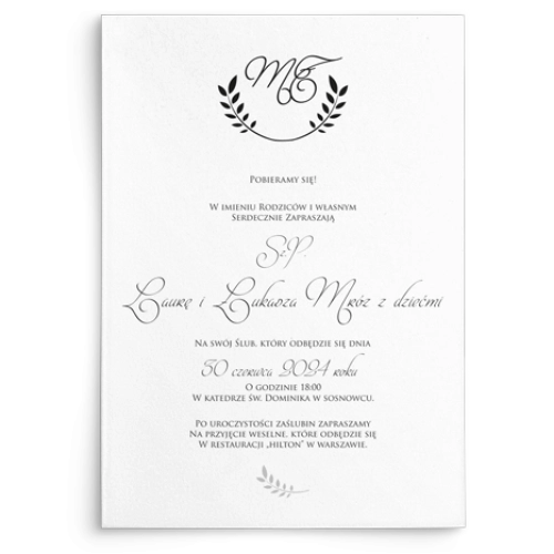 Zaproszenia ślubne Alloro - motyw 1