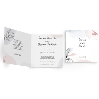 Zaproszenia ślubne Watercolor Wedding - Składane Kwadrat Motyw 2