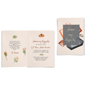 Zaproszenia ślubne Butterflies - Składane motyw 3