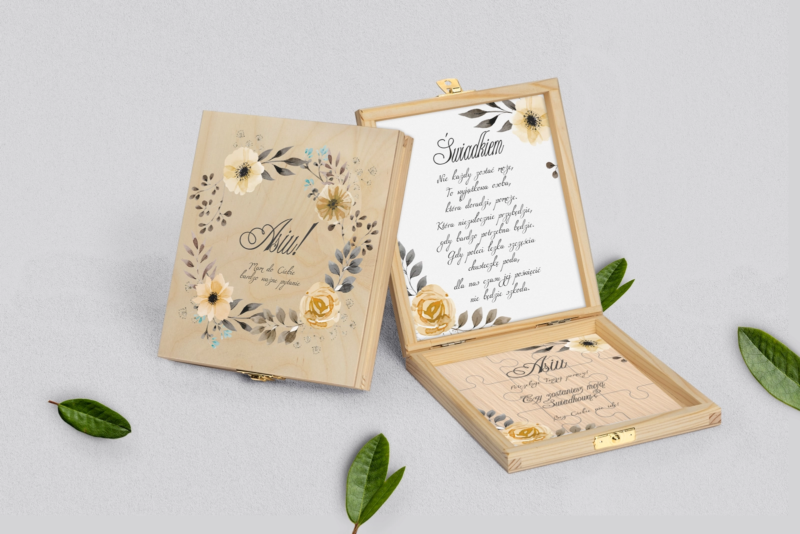 Prośba o świadkowanie - naturalne puzzle Akwarelowe Wianki Motyw 4