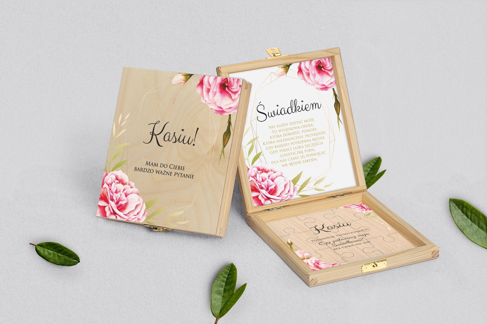 Prośba o świadkowanie - naturalne puzzle Flowers & Frame Motyw 5