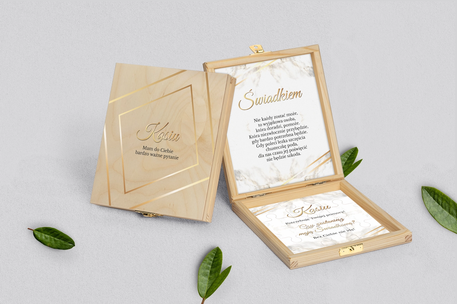 Prośba o świadkowanie - naturalne puzzle Marmur & Złoto Motyw 1