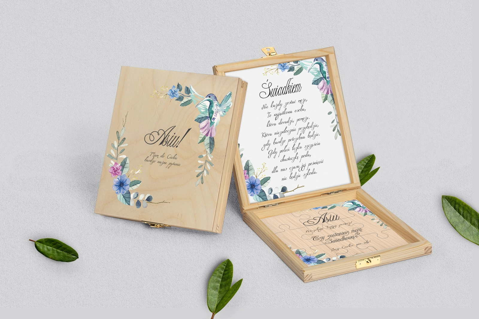 Prośba o świadkowanie - naturalne puzzle Akwarelowe Wianki Motyw 8