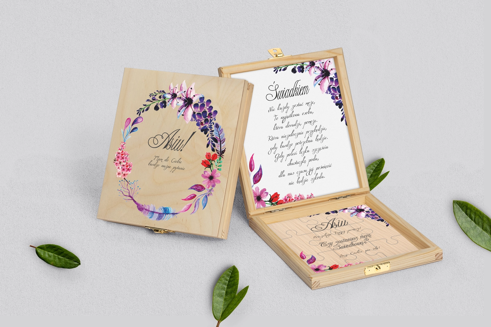 Prośba o świadkowanie - naturalne puzzle Akwarelowe Wianki Motyw 7