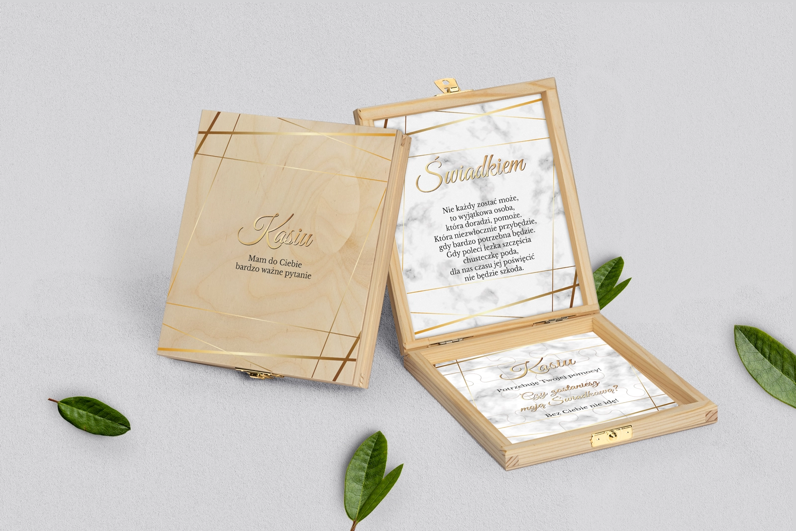 Prośba o świadkowanie - naturalne puzzle Marmur & Złoto Motyw 2