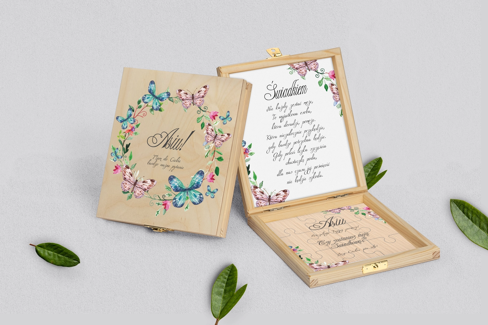 Prośba o świadkowanie - naturalne puzzle Akwarelowe Wianki Motyw 3