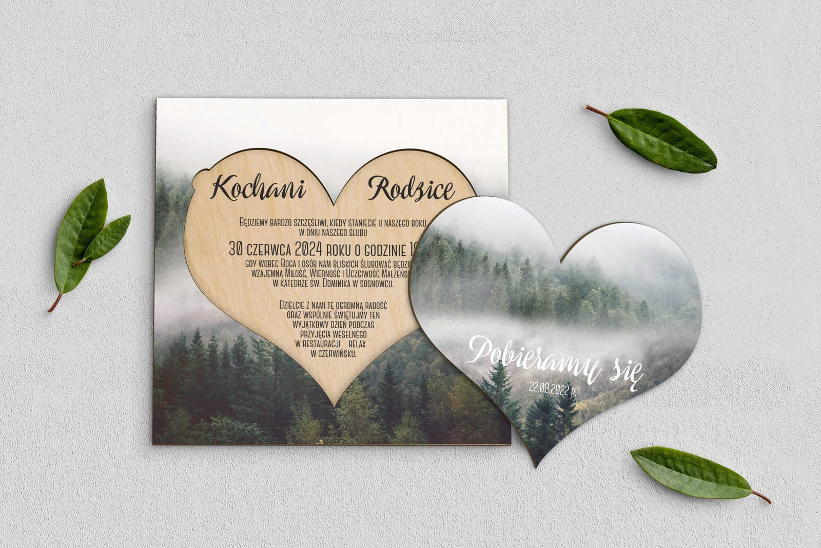 Drewniane Zaproszenie dla Rodziców - Forest - Motyw 2