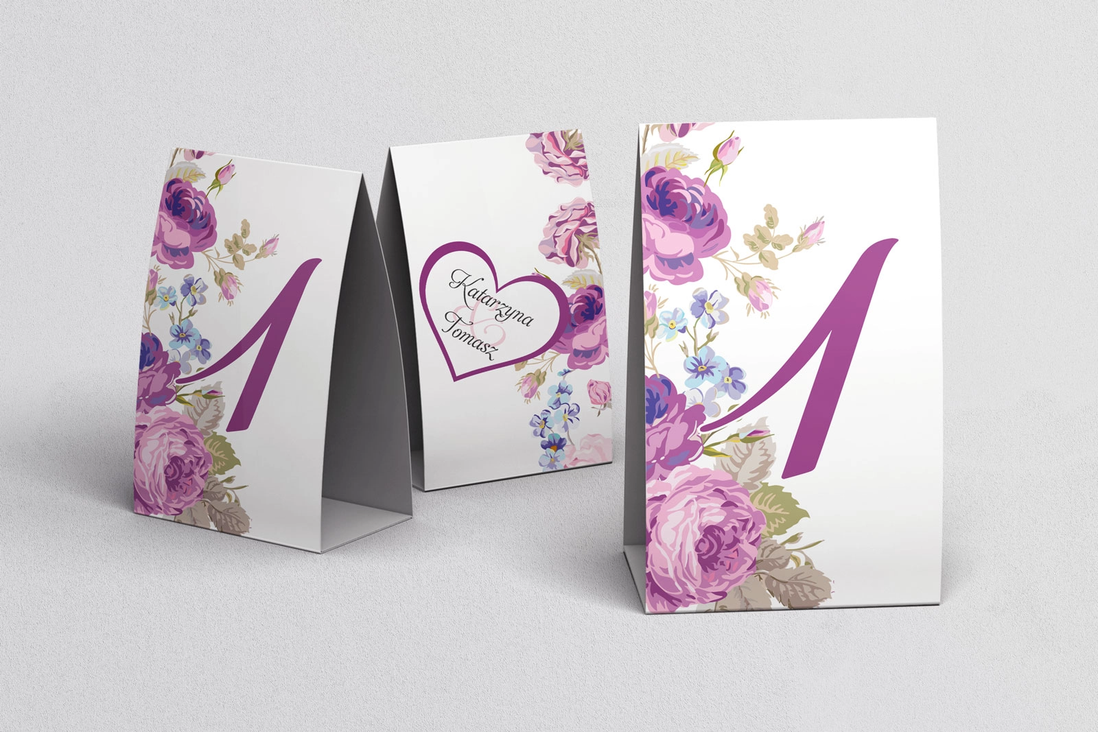 Numerki na stół Serca Kwiat Motyw 2