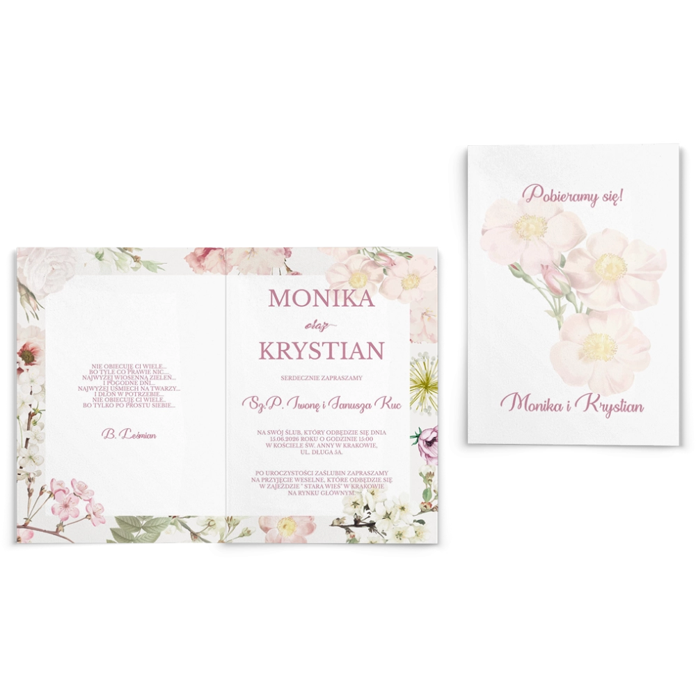 Zaproszenia ślubne Garden of Love - Składane motyw 3