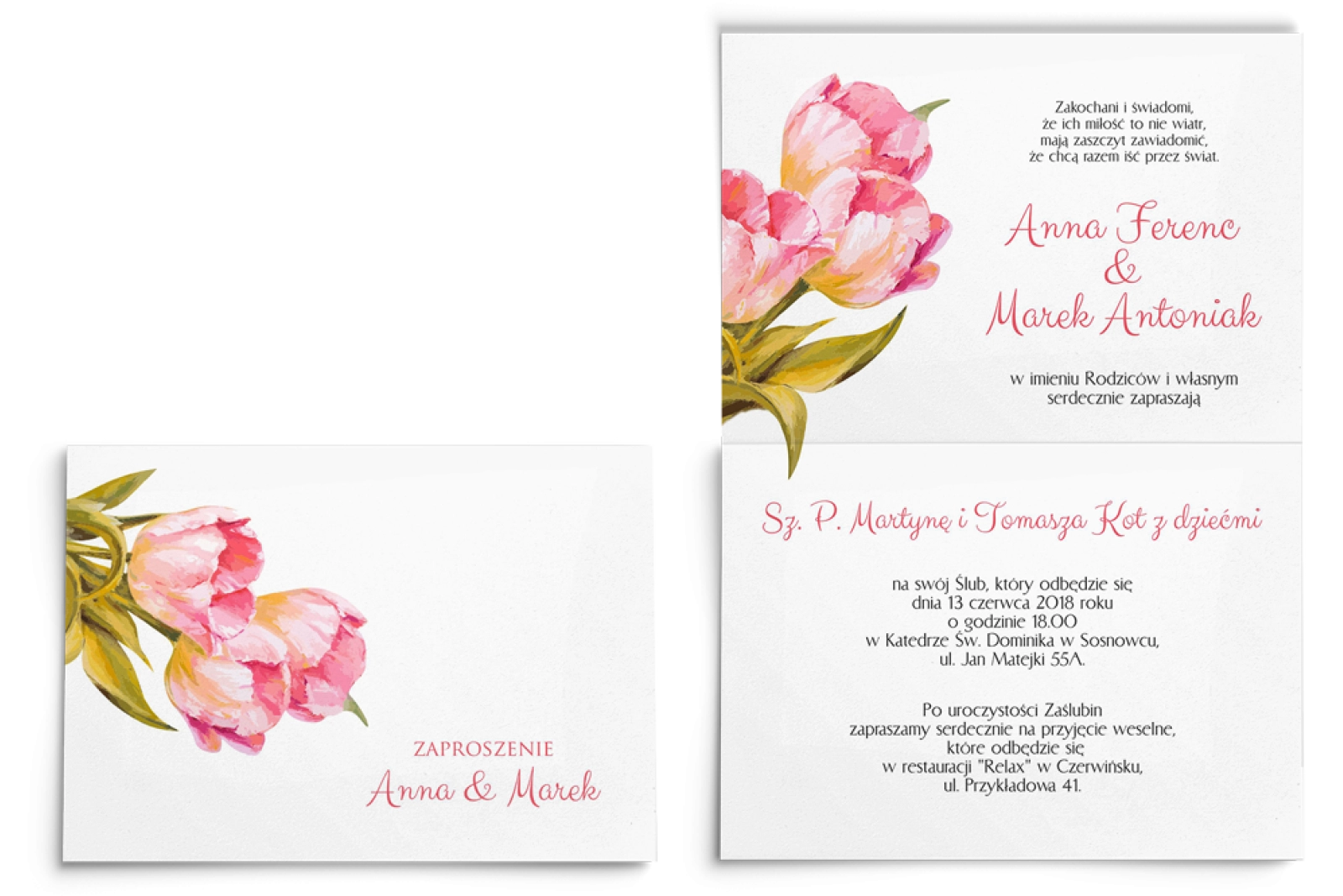 Zaproszenia ślubne Sweet Love - Składane Motyw 4