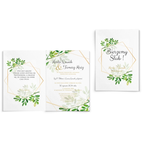 Zaproszenia ślubne Flowers & Frame - Składane Motyw 3