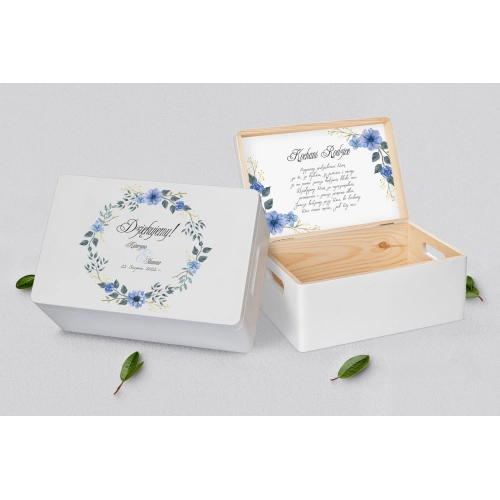 Skrzyneczka dla Rodziców - biała Akwarelowe Wianki Motyw 1