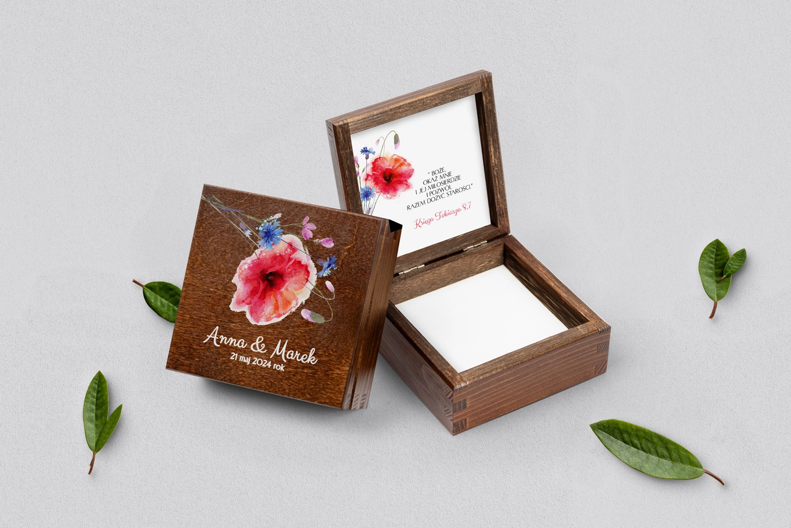 Pudełko na obrączki brązowe - Sweet Love Motyw 2