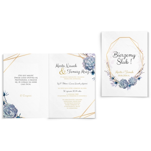 Zaproszenia ślubne Flowers & Frame - Składane Motyw 6