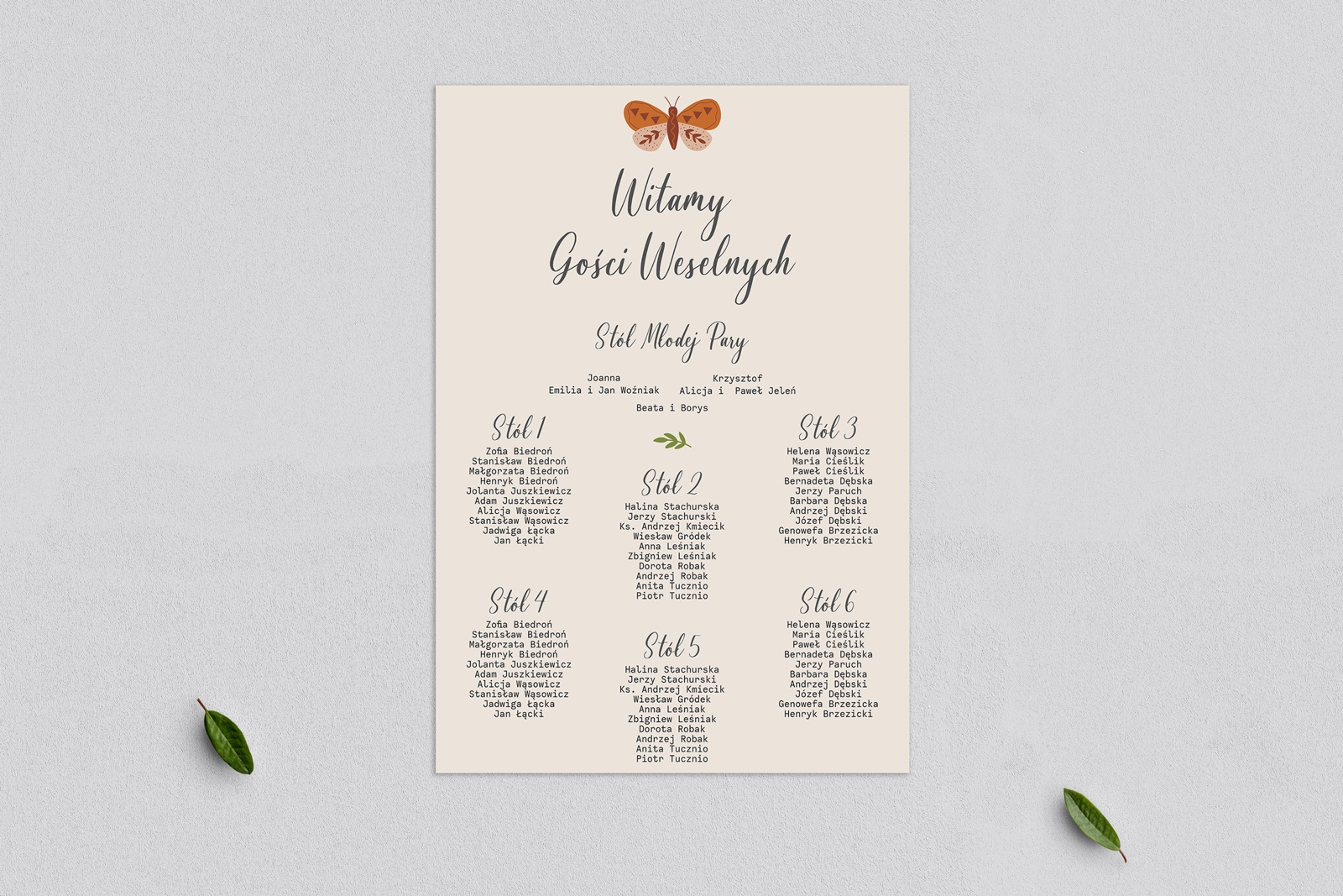 Plan stołów weselnych Butterflies - Motyw 2