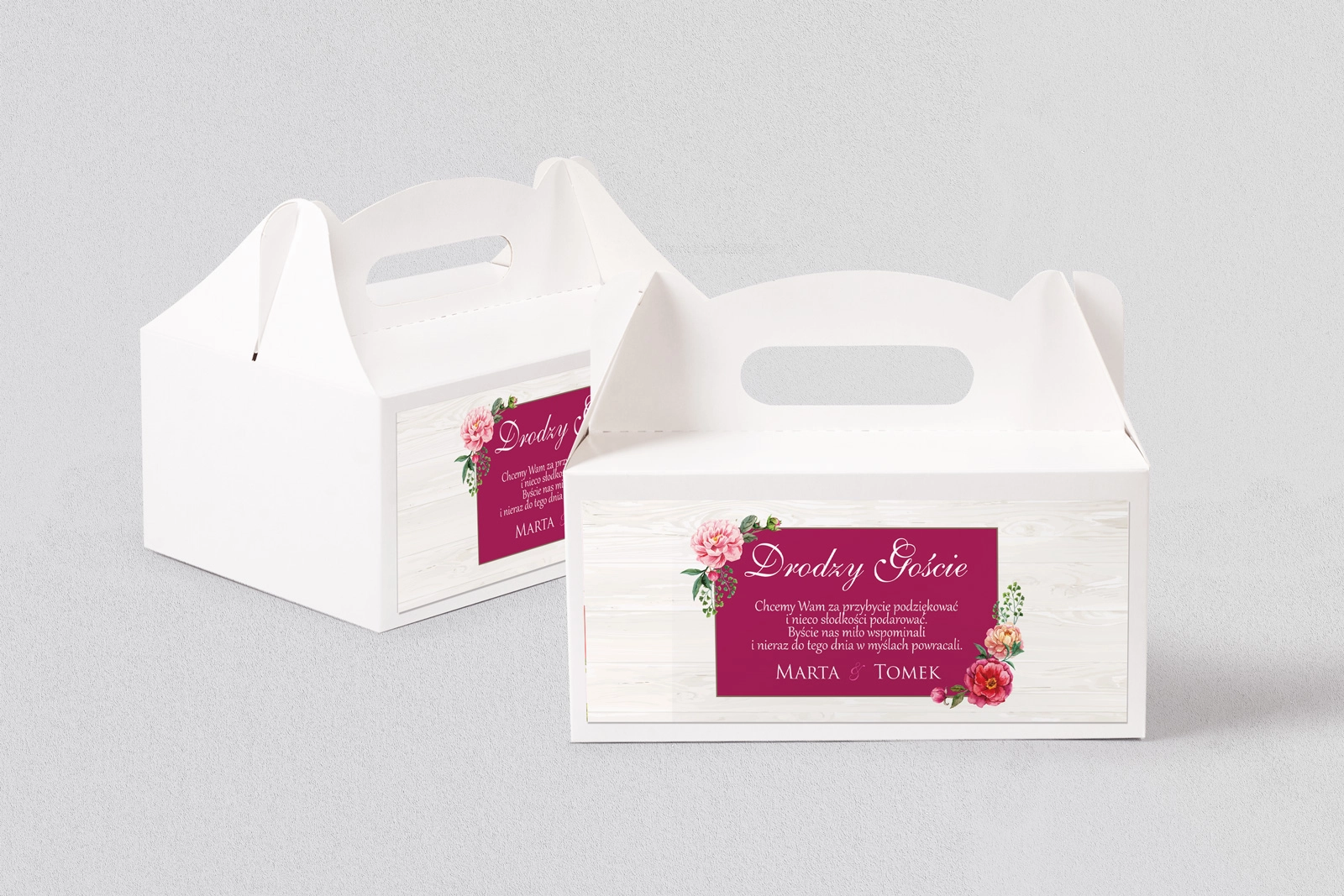 Pudełko na ciasto weselne Biała Stodoła - Motyw 2
