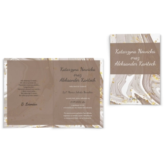 Zaproszenia ślubne Golden Brown - Składane motyw 2