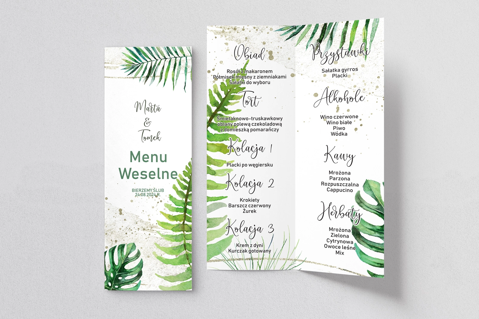 Menu Weselne Tropical - Motyw 1