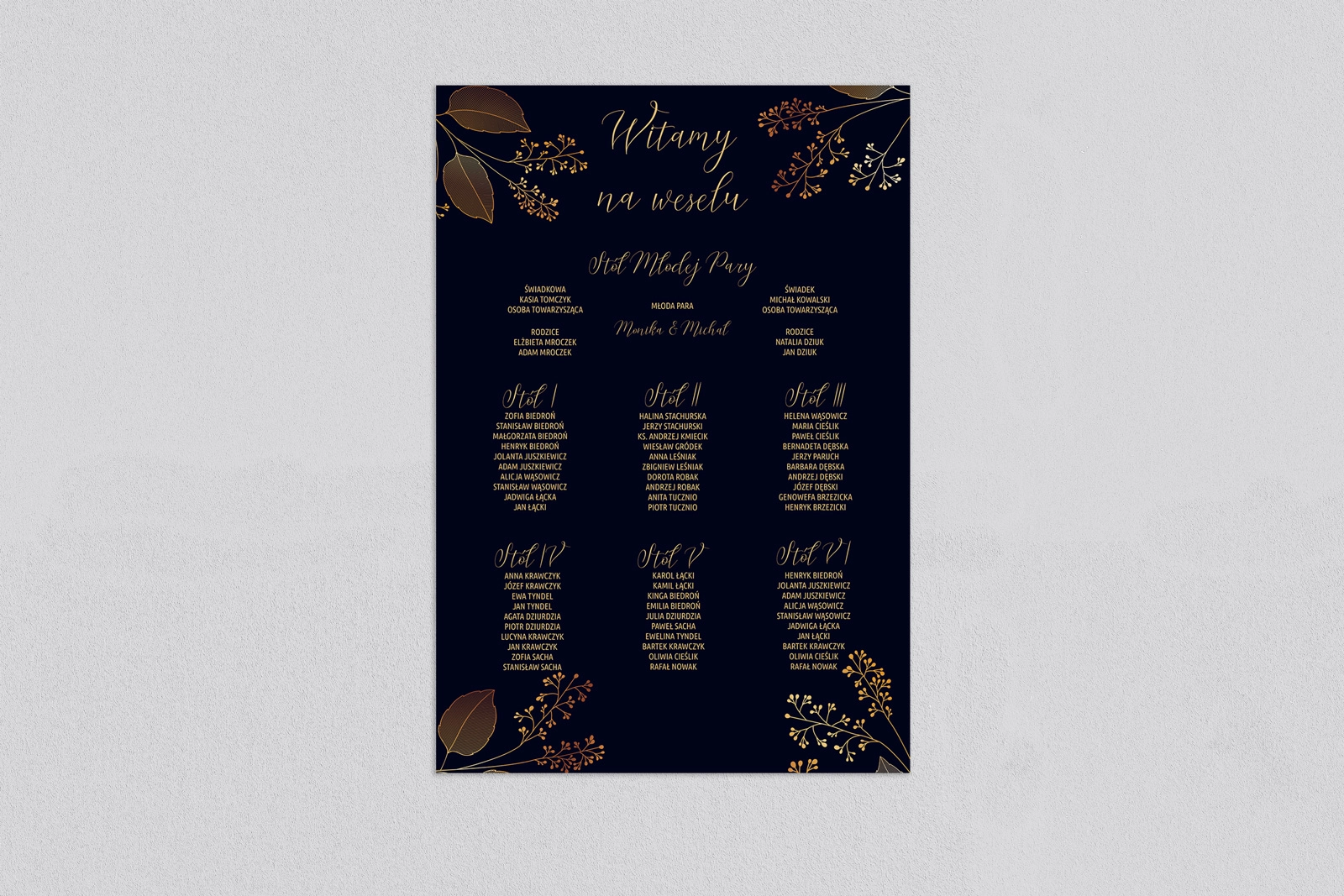 Plan stołów weselnych Goldish - Motyw 1