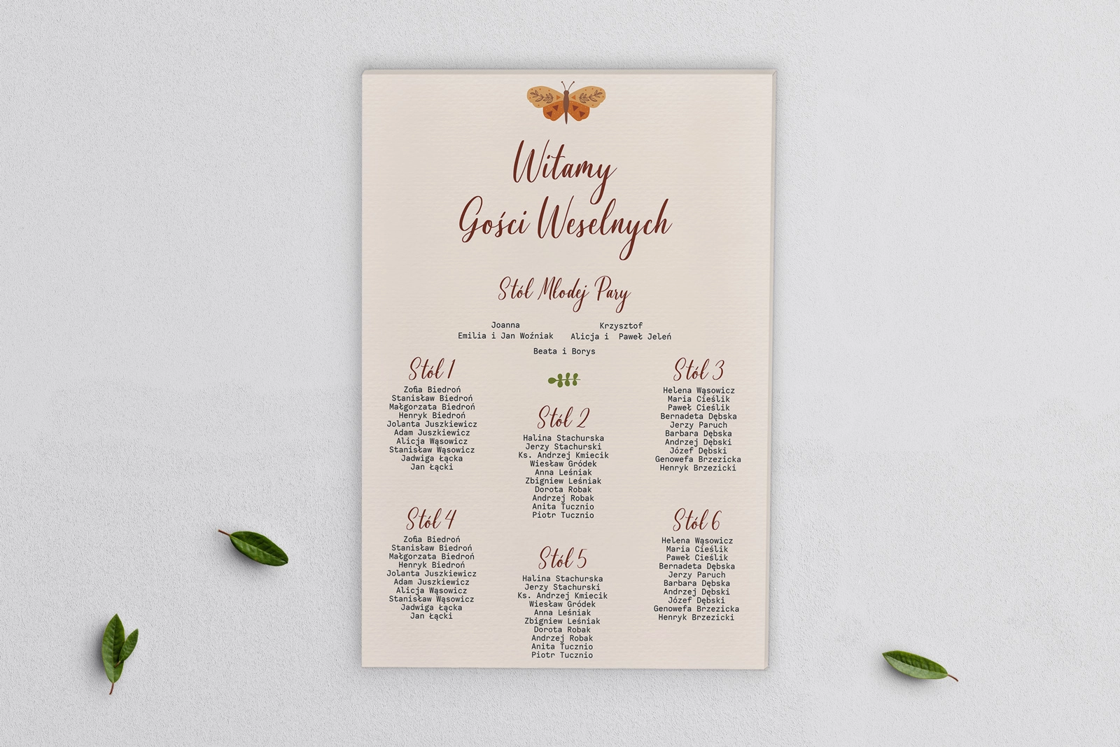 Plan stołów weselnych na płótnie Butterflies - Motyw 4