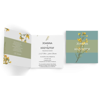 Zaproszenia ślubne Botanic - Składane Kwadrat Motyw 2