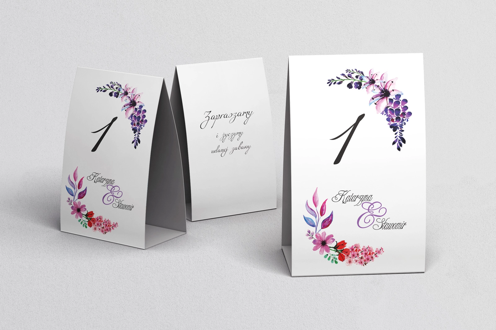 Numerki na stół Akwarelowe Wianki Motyw 7