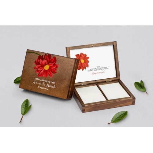 Pudełko na obrączki prostokątne brązowe - Sweet Love Motyw 5