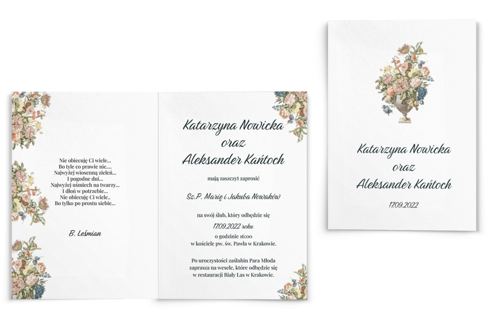 Zaproszenia ślubne Rustic Summer - Składane motyw 1