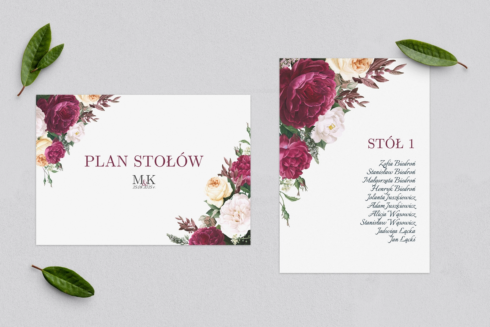 Plan Stołów - Karteczka Fabello Motyw 1