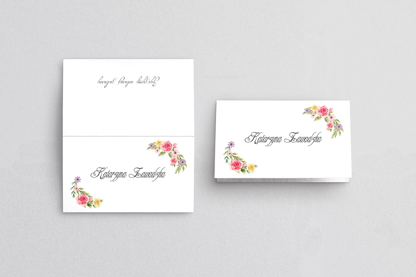 Winietki ślubne składane Akwarelowe Wianki - Motyw 5