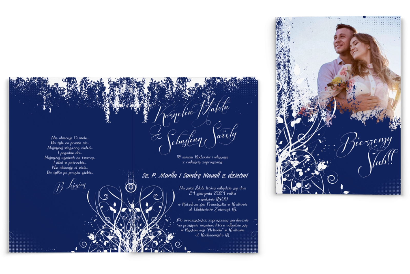 Zaproszenia ślubne Photo- Składane Motyw 4