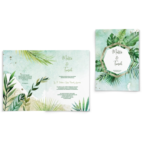 Zaproszenia ślubne Tropical- Składane Motyw 4