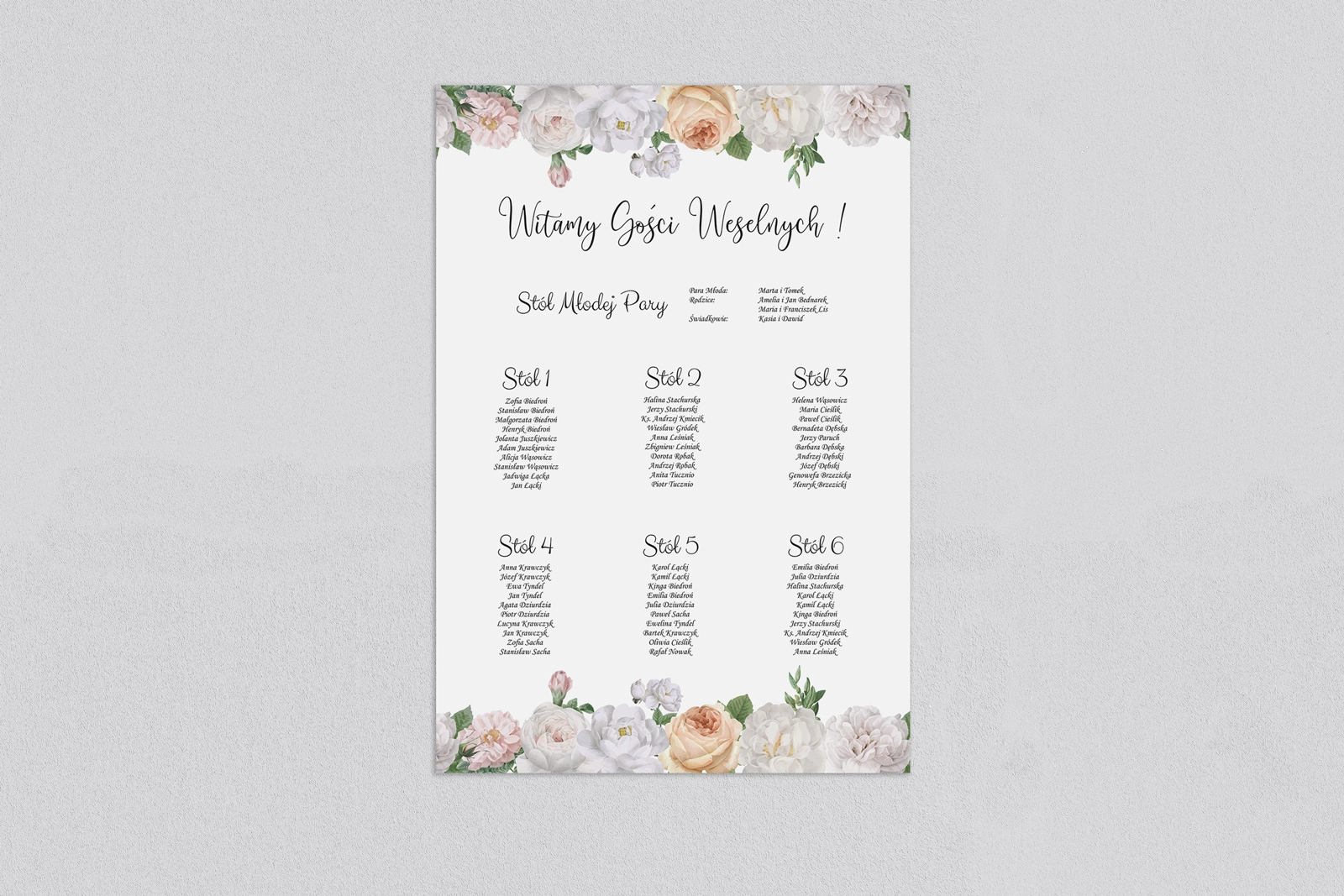 Plan stołów weselnych Ofelia - Motyw 3