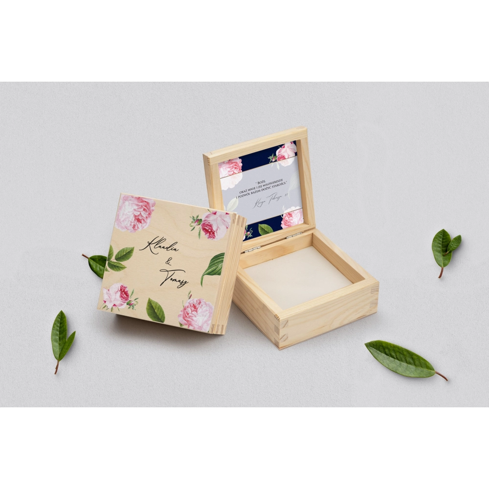 Pudełko na obrączki naturalne - Loveletter Motyw 2