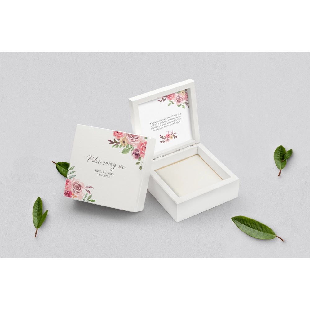 Pudełko na obrączki białe - PasteLove Motyw 2