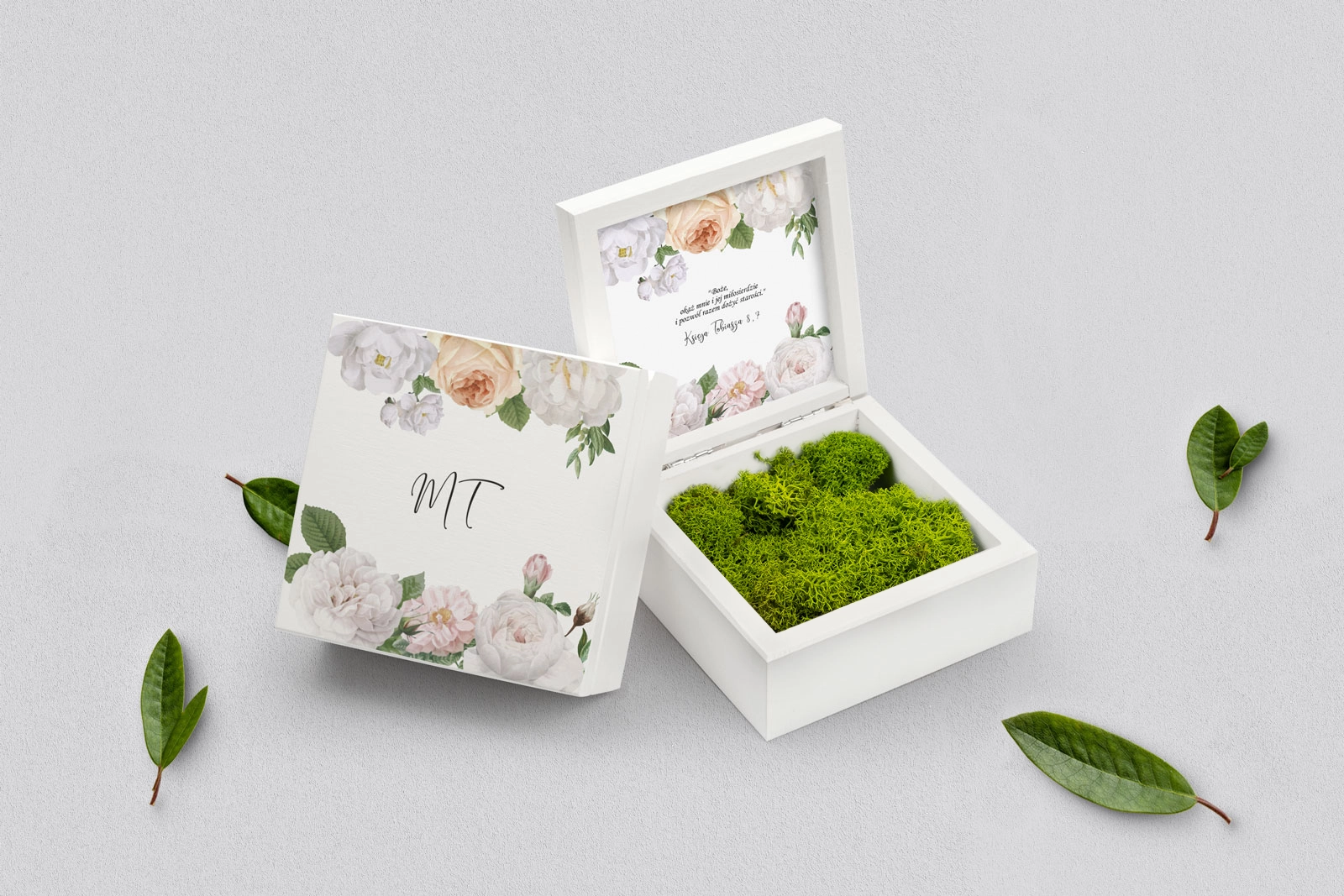 Pudełko na obrączki białe - Ofelia Motyw 3