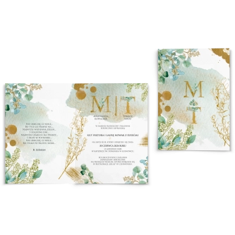 Zaproszenia ślubne Golden Green - Składane Motyw 3