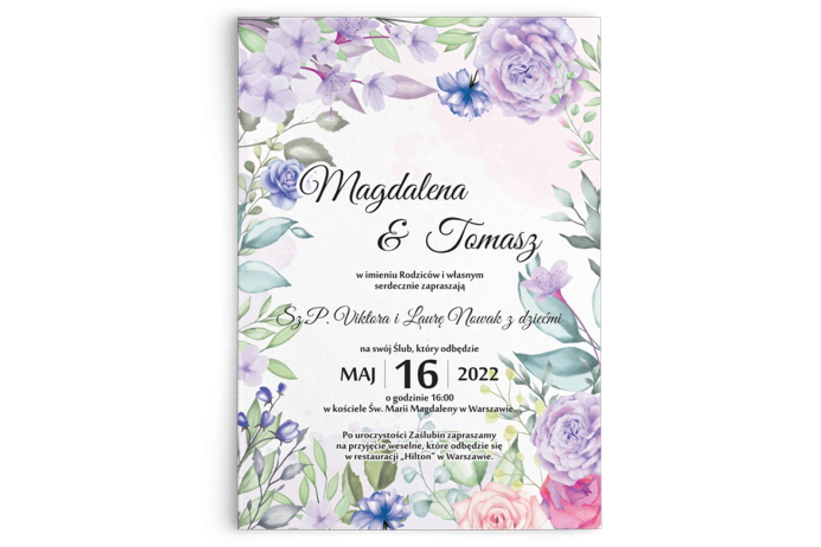 Zaproszenia ślubne Amelia- Motyw 4