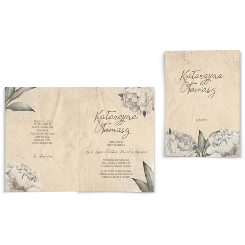 Zaproszenia ślubne Old Fashion - Składane Motyw 1