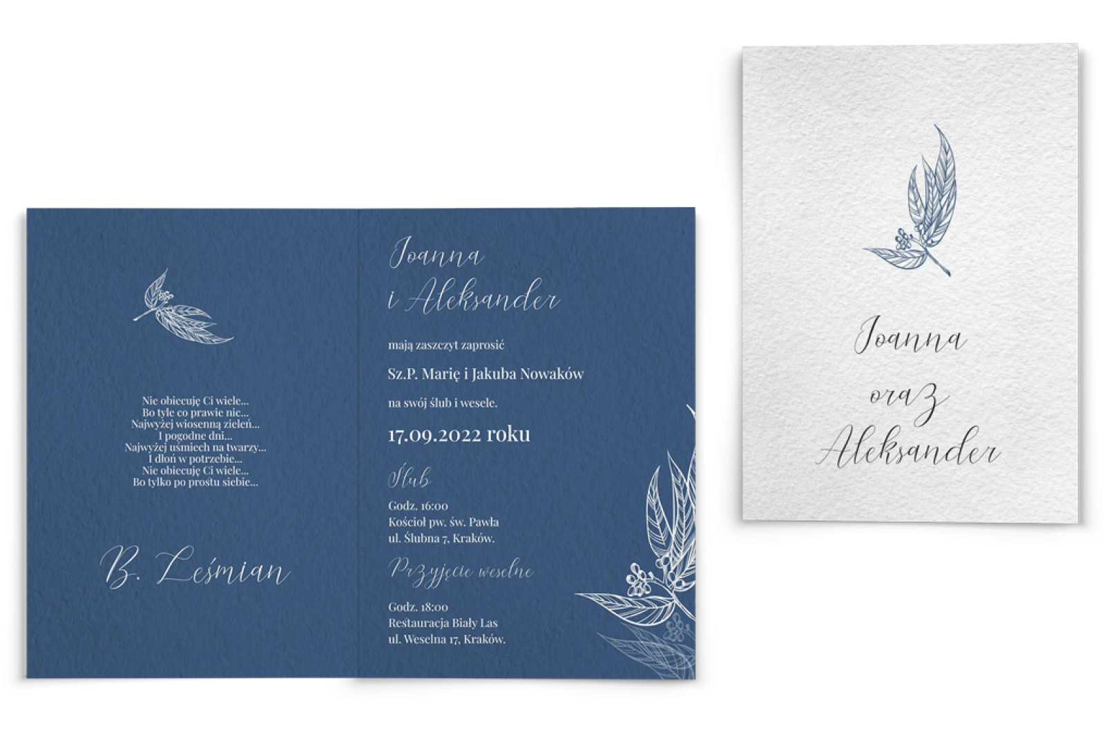 Zaproszenia ślubne Papers - Składane motyw 3