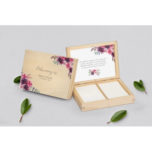 Pudełko na obrączki prostokątne naturalne - PasteLove Motyw 1