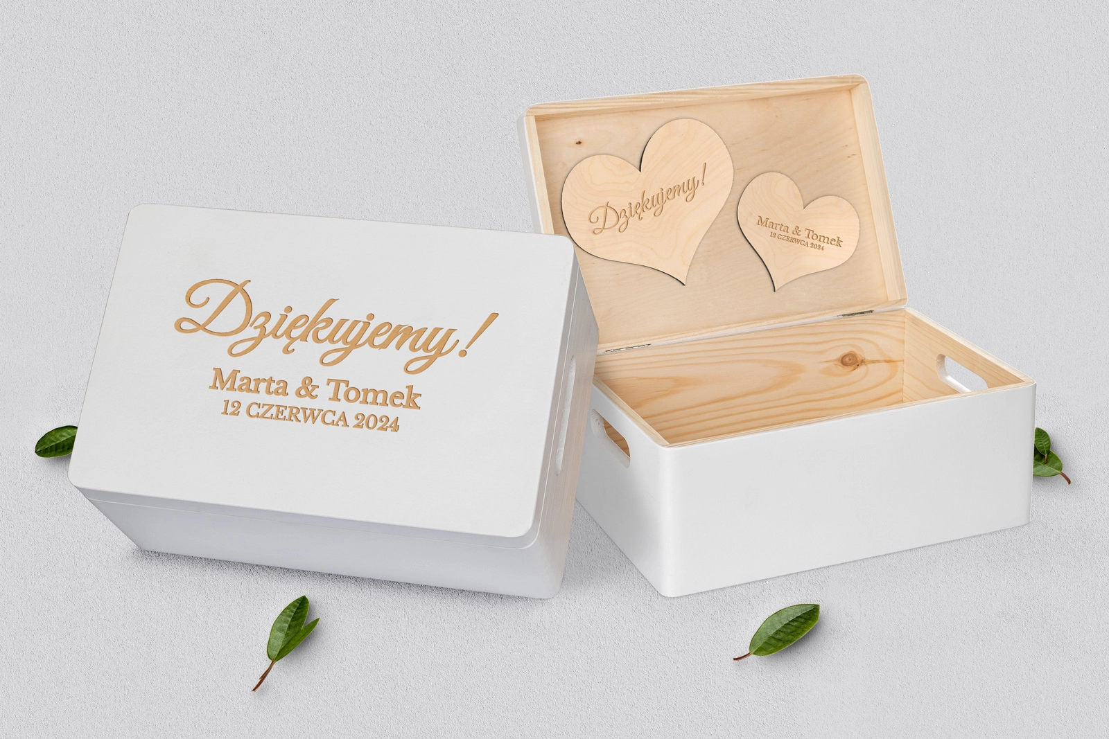 Skrzyneczka dla Rodziców - biała Marmur & Złoto - Motyw 3