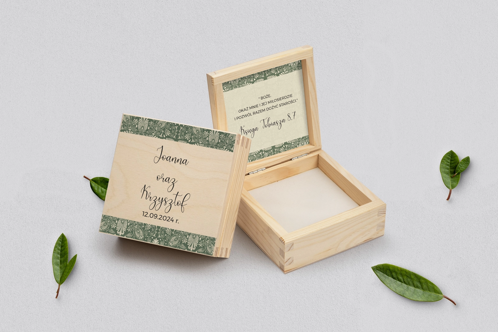 Pudełko na obrączki naturalne - Vintage Motyw 2