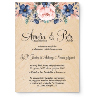 Zaproszenia ślubne Geometryczne Serce - Drewniane Motyw 2