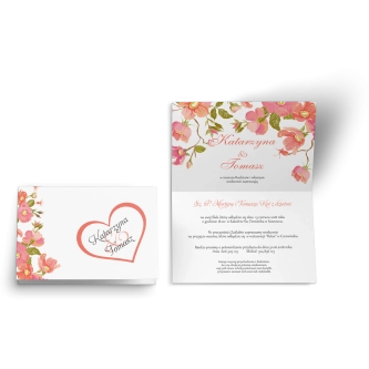 Zaproszenie ślubne Serca Kwiat - Motyw 5