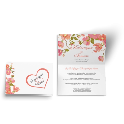 Zaproszenie ślubne Serca Kwiat - Motyw 5